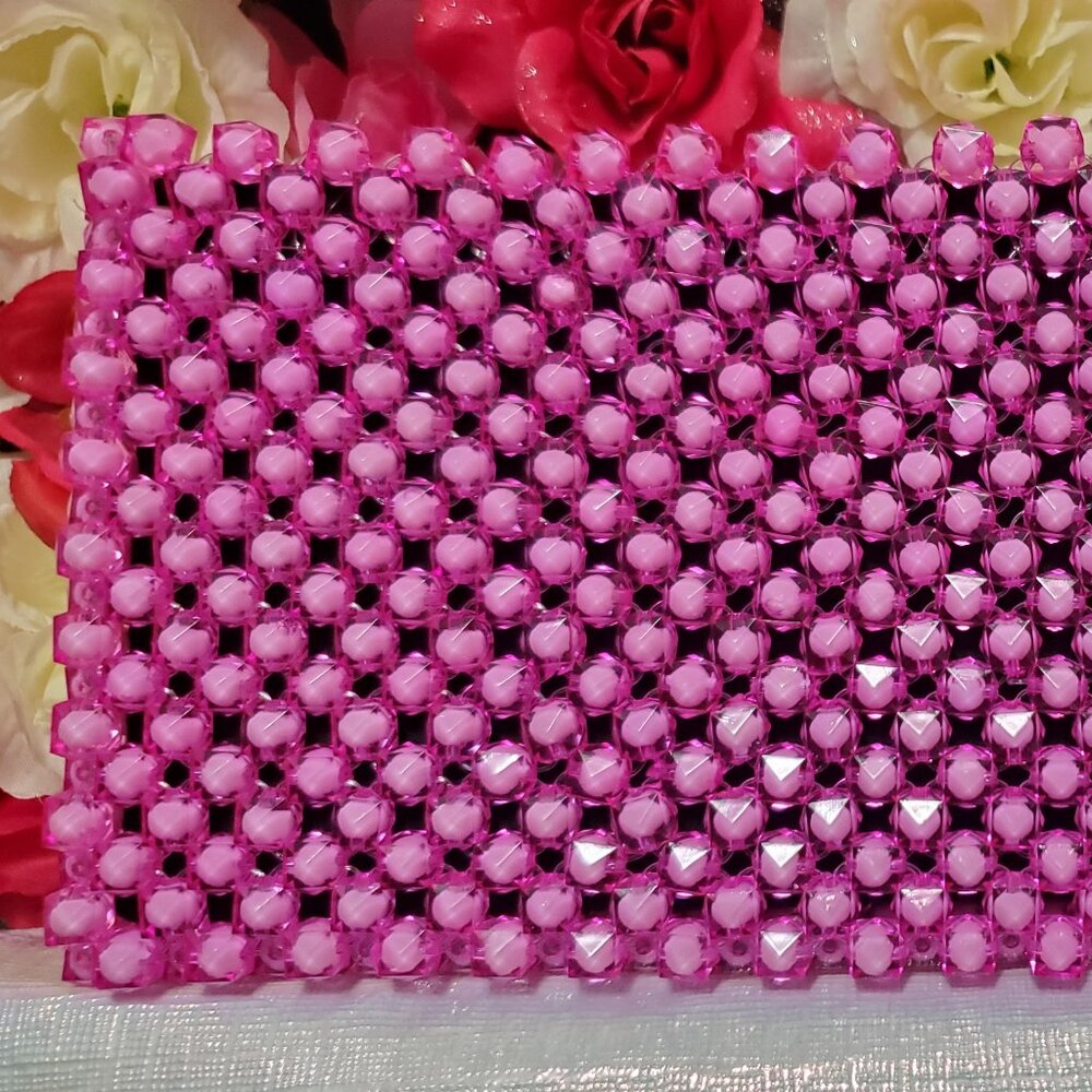 Pink Multifaceted Beaded Purse